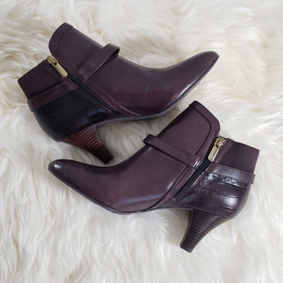 Circa Joan & David Cailey Boot Leather Mixed Knit Women's Size 8 - Picture 3 of 13